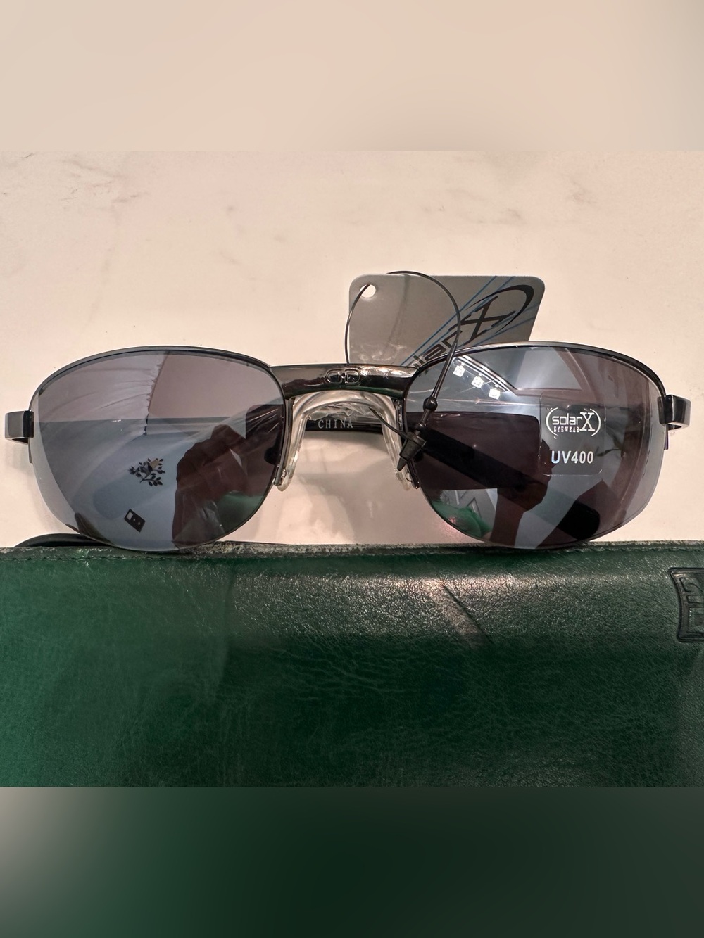 Men's Polarized Silver Frame Sunglasses with Dark Gray Lenses